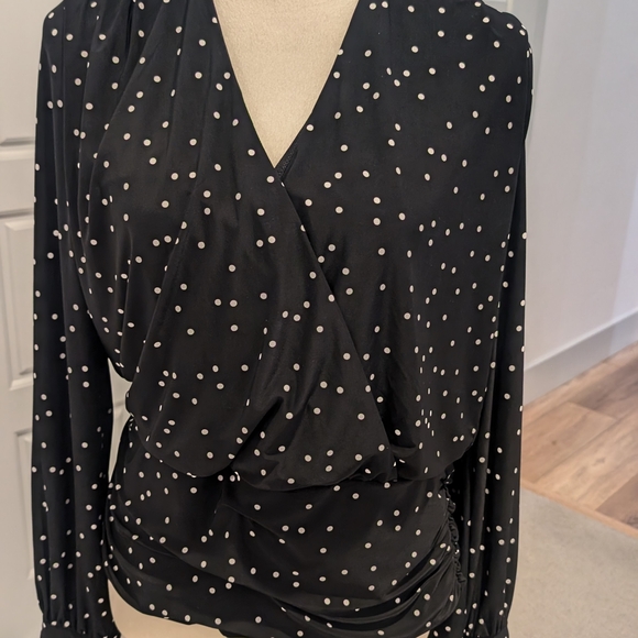 INC International Concepts Black and White Polka Dot Blouse - Picture 12 of 13